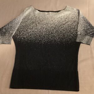 EUC White House Black Market Elegant Black/Gold/Silver Gradient Blouse